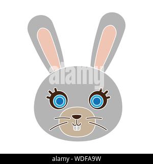 Muso di coniglio icona nel colore design isolato su sfondo bianco. Animale simbolo del muso stock illustrazione vettoriale. Illustrazione Vettoriale