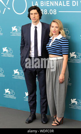 L'Italia, Lido di Venezia, 29 agosto 2019 : Photocall del film 'Matrimonio storia', direttore Noah Baumbach. Nella foto Adam conducente e Scarlett Johanss Foto Stock