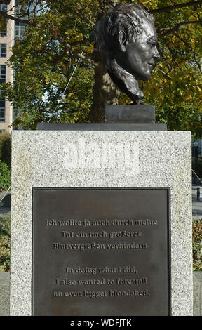 Busto di Georg Elser a Berlino Foto Stock