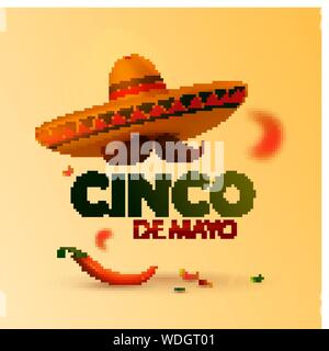 Bella illustrazione vettoriale con design per vacanza messicana 5 maggio Cinco De Mayo. Template vettoriale. Illustrazione Illustrazione Vettoriale