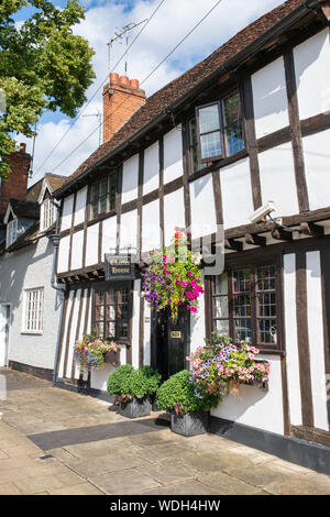 Tudor la struttura di legno bianco e nero carta medievale house. West Street, Warwick, Warwickshire, Inghilterra Foto Stock