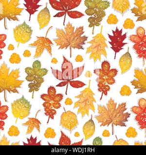 Seamless pattern colorati di foglie di autunno sfondo vettoriale Illustrazione Vettoriale