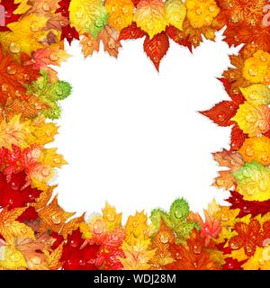 Autunno sfondo con foglie colorate telaio Illustrazione Vettoriale