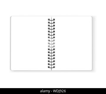Aprire il notebook a spirale su sfondo bianco vettore Illustrazione Vettoriale