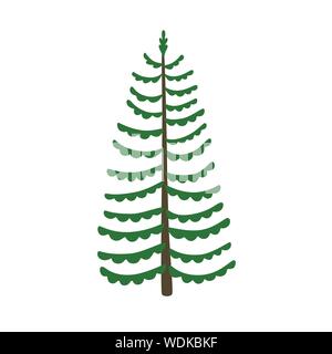 Il verde albero di natale isolato su bianco. Albero di vettore di Natale verde Illustrazione Vettoriale