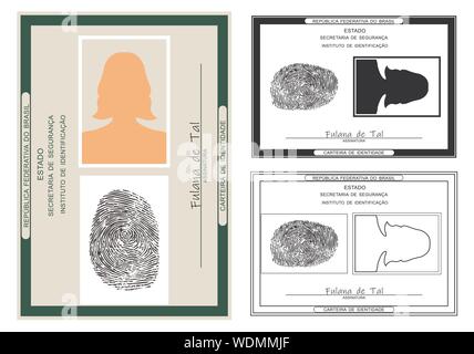 ID card. Solo rappresentazione grafica senza scala o precisione degli elementi originali. Illustrazione Vettoriale