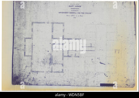 Ospedale governativo per il folle (Saint Elizabeths Hospital), Washington D.C. East Lodge. Estensione. Piano seminterrato Abstract/medio: 1 disegno : diazotype 60,6 x 91,3 cm. Foto Stock