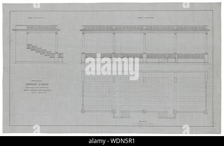 Ospedale governativo per il folle (Saint Elizabeths Hospital), Washington D.C. Tribuna. Piano, elevazioni Frontale e Laterale Abstract/medio: 1 disegni : inchiostro e grafite su tela 54 x 89,7 cm. Foto Stock