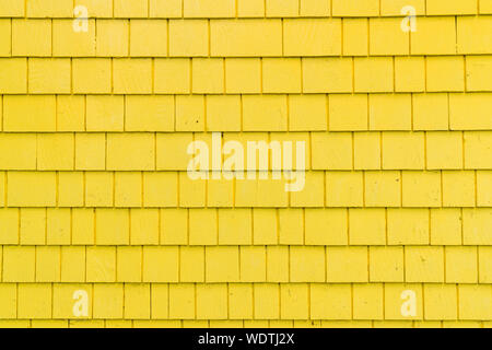 Muro esterno con colore giallo brillante shingles Foto Stock