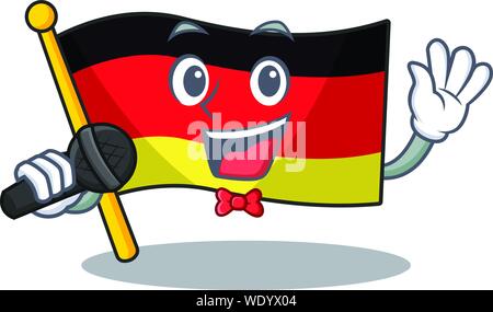 Cantando bandiera Germania cartoon formata con carattere Illustrazione Vettoriale