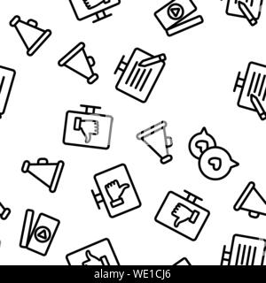 Blogger Seamless Pattern Vector Contour Illustration Illustrazione Vettoriale