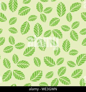 Vettore di Seamless pattern con verde Foglie di fragola. Per la stampa di tessuti, wallpaper design Illustrazione Vettoriale