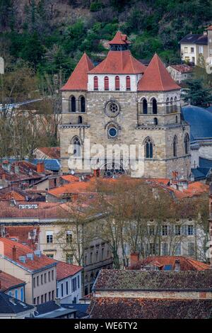 Francia, Lot, Quercy, Cahors, la cattedrale di Saint Etienne, datata 12 secolo, stile romano, sulla lista del patrimonio mondiale dell'UNESCO, valle del Lot, Quercy Foto Stock