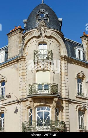 Francia, Meurthe et Moselle, Nancy, apartmant edificio in stile Art Nouveau nel Michelet street Foto Stock