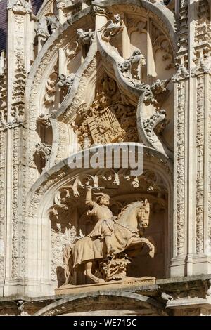 Francia, Meurthe et Moselle, Nancy, il Palais des Ducs de Lorraine (palazzo dei Duchi di Lorena) ora il Museo Lorrain equidian statua del Duca Antoine de Lorraine Foto Stock