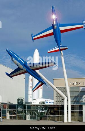 Francia, Seine Saint Denis, a Le Bourget, Musée de l'air et de l'Espace du Bourget (Museo dell'aria e dello spazio), Fouga Magister piani de la Patrouille de France Foto Stock