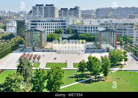 Francia, Parigi, Andre Citroen park (vista aerea) Foto Stock