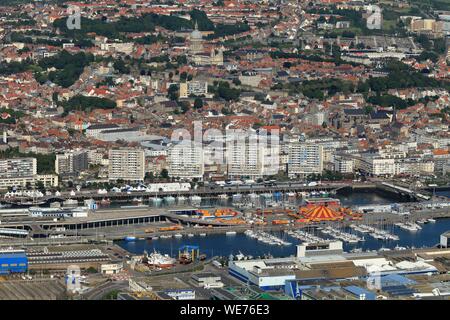 Francia, Pas de Calais, Boulogne sur Mer (vista aerea) Foto Stock