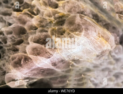 Fluorite pietra minerale con vari artefatti di pietra dalla cristallizzazione di roccia vulcanica creare unici nel mondo naturale Foto Stock