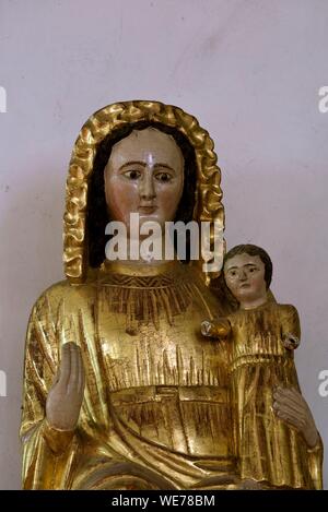 Francia, Doubs, Mouthier Haute Pierre, Saint Laurent chiesa datata XV secolo, la Vergine col Bambino detta vergine di Losanna datata 1669 Foto Stock