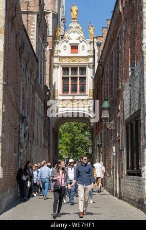 Belgio Fiandre Occidentali, Bruges, centro storico elencati come patrimonio mondiale dall' UNESCO, Blinde Ezelstraat (cieco asino street) Foto Stock