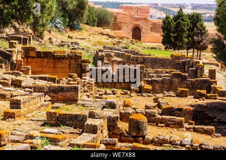 Il Marocco, Rabat, elencato come patrimonio mondiale dall UNESCO, il vecchio santuario musulmano di Chellah Foto Stock