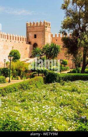 Il Marocco, Rabat, elencato come patrimonio mondiale dall UNESCO, Udayas kasbah (Kasbah des Oudaïas), il giardino andaluso Foto Stock