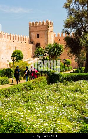 Il Marocco, Rabat, elencato come patrimonio mondiale dall UNESCO, Udayas kasbah (Kasbah des Oudaïas), il giardino andaluso Foto Stock