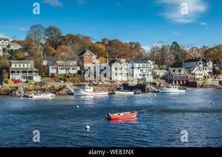 Stati Uniti, New England, Massachusetts, Cape Ann, Gloucester, Annisquam Harbour, autunno Foto Stock