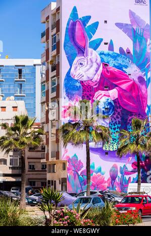 Il Marocco, Casablanca, murale Boulevard Mohammed Zerktouni Foto Stock