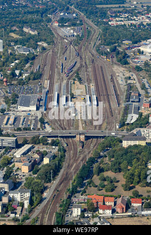 Cottbus, Germania. 23 Ago, 2019. La stazione centrale della città di Brandeburgo (vista aerea da un aeroplano). Credito: Patrick Pleul/dpa-Zentralbild/ZB/dpa/Alamy Live News Foto Stock