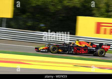 Spa Francorchamps, Belgio. Il 30 agosto, 2019. ALEXANDER ALBON (THA) in azione durante la seconda sessione di prove libere della Formula Uno Gran Premio del Belgio presso il circuito di Spa Francorchamps - Belgio Credito: Pierre Stevenin/ZUMA filo/Alamy Live News Foto Stock