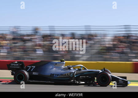 Spa Francorchamps, Belgio. Il 30 agosto, 2019. Driver Mercedes Valtteri Bottas (FIN) in azione durante la seconda sessione di prove libere della Formula Uno Gran Premio del Belgio presso il circuito di Spa Francorchamps - Belgio Credito: Pierre Stevenin/ZUMA filo/Alamy Live News Foto Stock