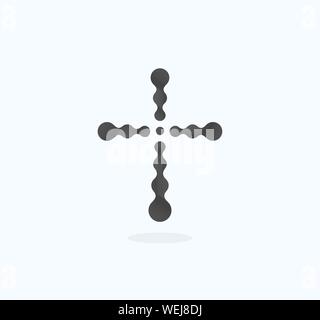 Simbolo cristiano, nero i punti di connessione e la relativa icona. Chiesa modello di logo. Vettore isolato illustrazione. Illustrazione Vettoriale