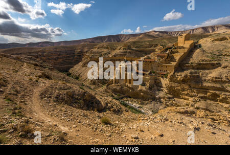 Il Santo Lavra di San Sabbas nel deserto della Giudea, Israele Foto Stock