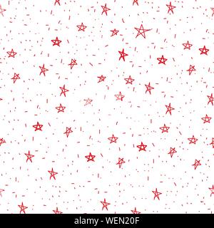 Modello senza giunture di disegni stelle e starfishes colore rosso sfondo vettoriale Illustrazione Vettoriale