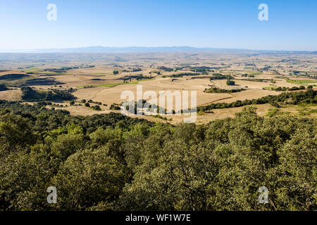 Pianura di Castilla visto dal Parco Naturale di Montes Obarenes, provincia di Burgos, Spagna Foto Stock