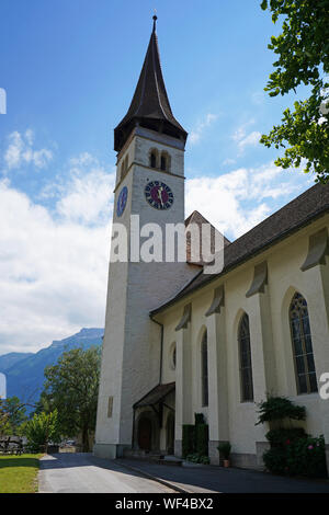 Interlake Schlosskirche, Interlaken, regione di Jungfrau, Oberland bernese, alpi svizzere, Svizzera Foto Stock