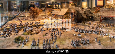 Leipzig, Germania - Dicembre 2018: miniatura della battaglia di Lipsia o la battaglia delle nazioni all'interno del Monumento alla battaglia delle nazioni, fou Foto Stock
