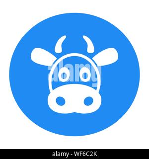 Vacca icona piatta. Singolo di alta qualità Simbolo di contorno. Funny cartoon vacca vettore faccia modello logo. Illustrazione Vettoriale. Illustrazione Vettoriale