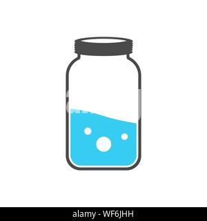 Provette per la prova e la relativa icona. Pallone con liquido di colore blu. Elemento di medici, laboratorio di chimica set di attrezzatura. La medicina. Illustrazione Vettoriale. Illustrazione Vettoriale