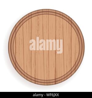 Round piatto di legno. Cucina tagliere illustrazione vettoriale isolati su sfondo bianco. Illustrazione Vettoriale