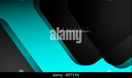 Blu vettore geometrico di sfondo dello strato di sovrapposizione su uno spazio nero per il testo e lo sfondo del design Illustrazione Vettoriale