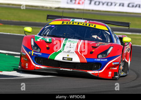 TOWCESTER, Regno Unito. Il 30 agosto, 2019. AF CORSE (ITA) - Ferrari 488 GTE EVO: Davide Rigon (ITA) / Miguel Molina (ESP) durante le prove libere 2 del FIA World Endurance Championship con 4 ore di Silverstone sul circuito di Silverstone il Venerdì, 30 agosto 2019 a Towcester, Inghilterra. Credito: Taka G Wu/Alamy Live News Foto Stock