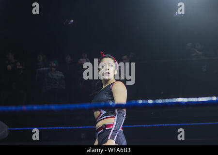 Il Cile wrestling CNL Alexandra Luchadora Chilena. Primera Campeona Nacional de CNL. Campeona en Parejas LWA. Campeona en Pareja FNX. Campeona en Parejas CLL. La Diosa Guerrera Foto Stock