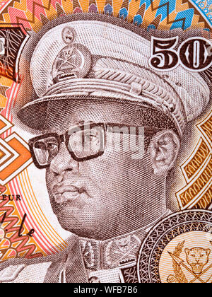 Mobutu Sese Seko un ritratto dal denaro zairese Foto Stock
