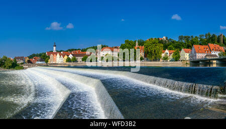 Lechwehr, la diga sul fiume Lech, Landsberg am Lech, Alta Baviera, Baviera, Germania, Europa Foto Stock