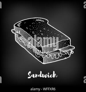 Chalk dipinto di sandwich. Il Fast Food tema del menu. Illustrazione Vettoriale