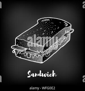 Chalk dipinto di sandwich. Il Fast Food tema del menu. Illustrazione Vettoriale