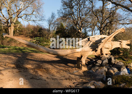 Simon O'Rouke la scultura di un drago da un albero caduto dal principale A5 road da Londra a Holyhead Foto Stock